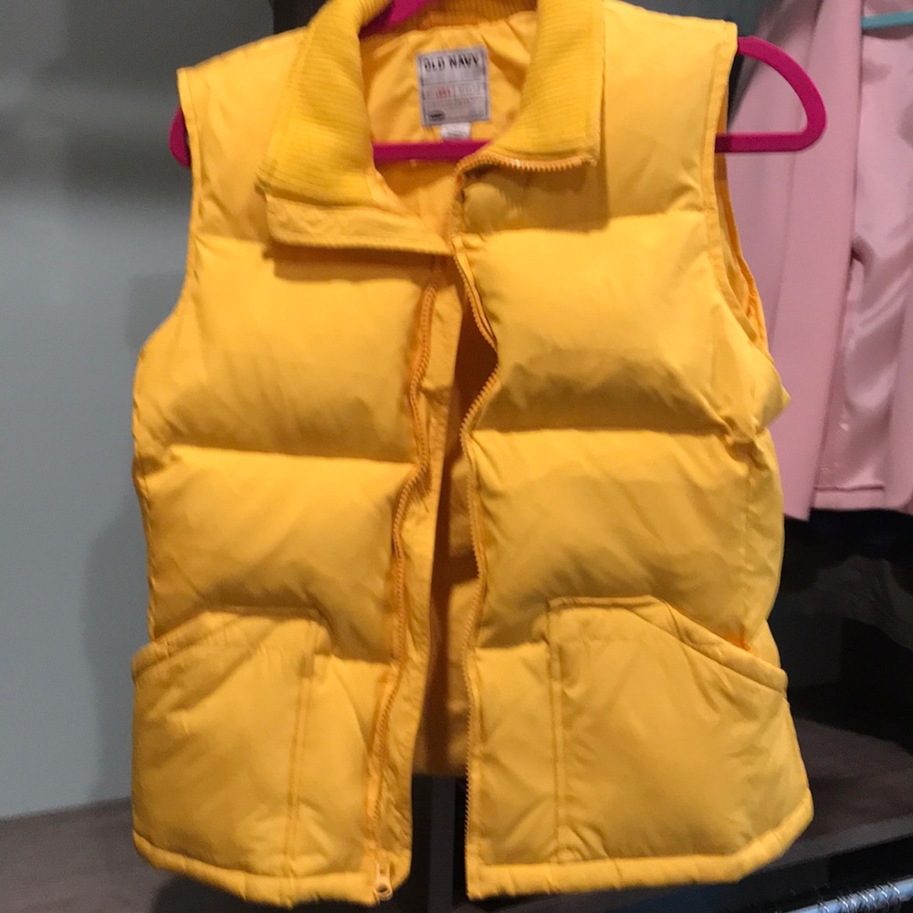 Yellow puffer vest